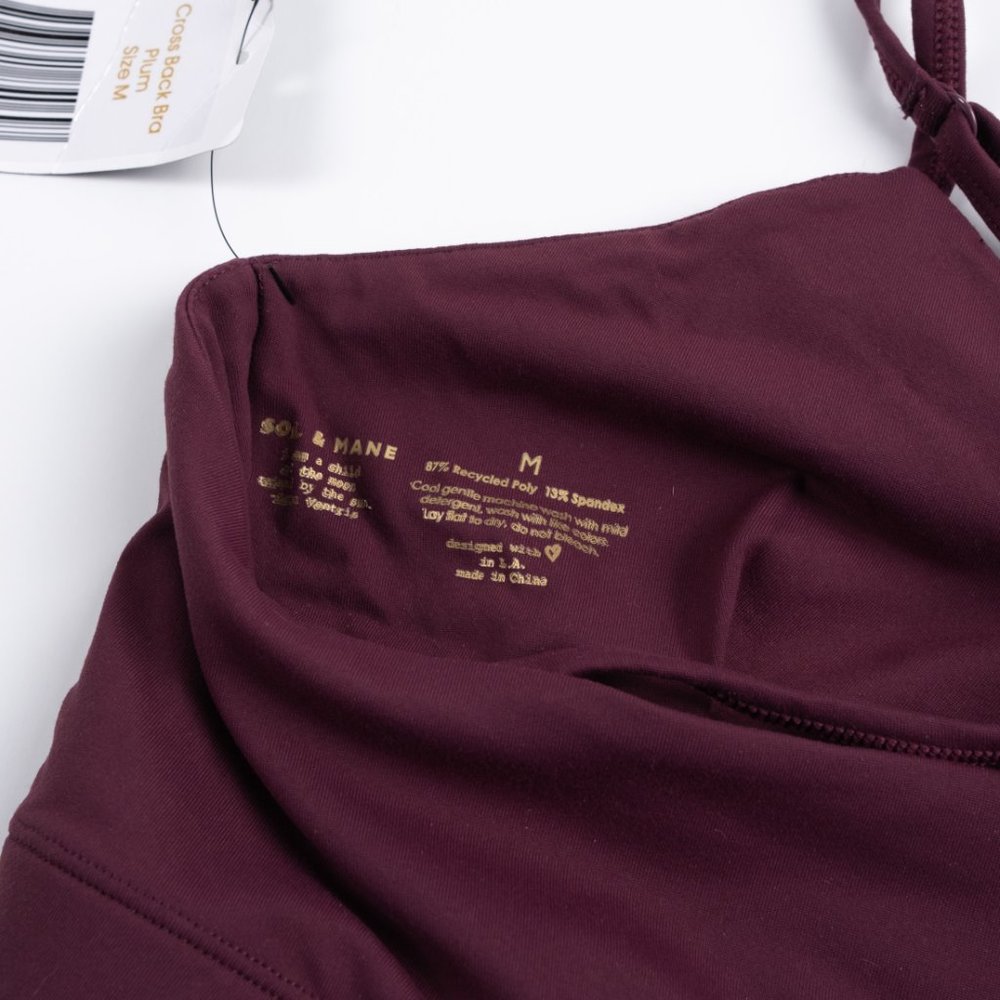 NEW Sol & Mane Cross Back Bra Plum Yoga sports bra - Picture 5 of 9